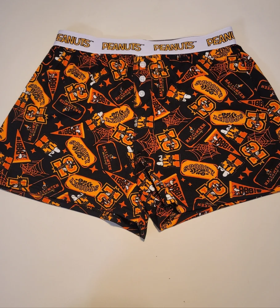 Peanuts Halloween Black Boxer Shorts‎ L Snoopy Spooky Vibes New